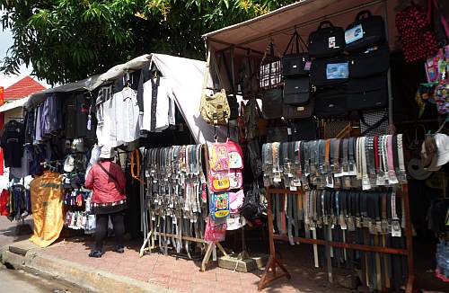 Street stall selling belts